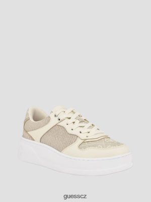 GUESS Czech Republic - GUESS logo Clevas reliéfné tenisky Světle přirozené ženy 2BRD3328 obuv