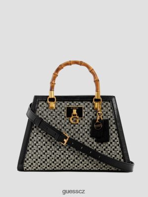 GUESS Czech Republic - GUESS logo Stephi Jacquard Bamboo Satchel květ ženy 2BRD2866 tašky