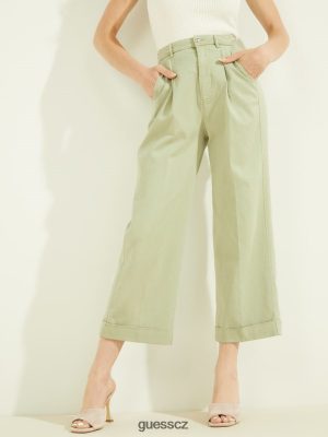 GUESS Czech Republic - GUESS matilde široké nohy kalhoty lehká matcha ženy 2BRD2287 oblečení