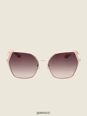 GUESS Czech Republic - GUESS nadměrné kovové geometrické sluneční brýle růžové zlato ženy 2BRD3733 příslušenství