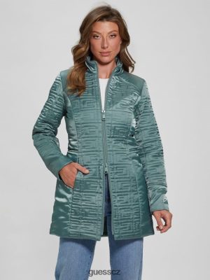 GUESS Czech Republic - GUESS prošívaná bunda pro prošívání Dusty Teal ženy 2BRD1963 oblečení
