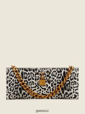 GUESS Czech Republic - GUESS spojka leoparda středového jeviště Black W/Punch ženy 2BRD2962 tašky