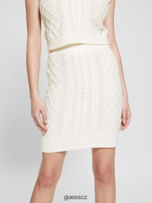 GUESS Czech Republic - GUESS sukně Eco Roxanne Midi Wool-Blend krémová bílá ženy 2BRD2002 oblečení