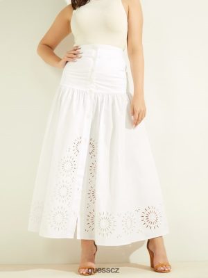 GUESS Czech Republic - GUESS sukně Kaia Poplin Maxi Blanc pur ženy 2BRD2359 oblečení