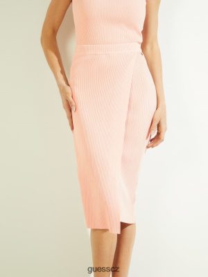 GUESS Czech Republic - GUESS sukně Yvette svetrů Peach Creme ženy 2BRD2356 oblečení