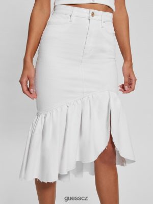 GUESS Czech Republic - GUESS sukně marinella džínové tužky Lily bílá ženy 2BRD43 oblečení