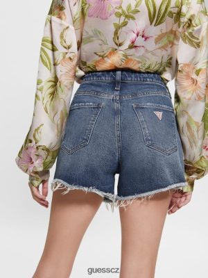 GUESS Czech Republic - GUESS uvolněné midi šortky Pobřežní modrá ženy 2BRD67 oblečení