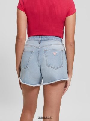 GUESS Czech Republic - GUESS uvolněné midi šortky líbánky modrá ženy 2BRD133 oblečení